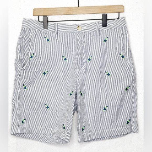 Southern Tide Other - Southern Tide Seersucker Embroidered Bottle Shorts Size 32 Striped Shirts